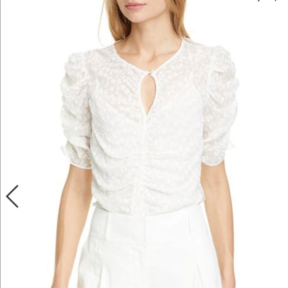 NWT Frame Silk Shirred Keyhole Ivory Top S